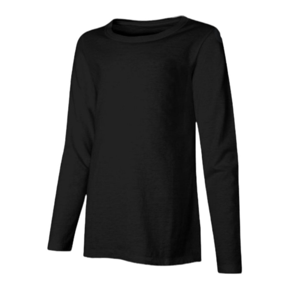 NWT Hanes Girls' Long-Sleeve Crewneck T-Shirt in Black‎ Size L